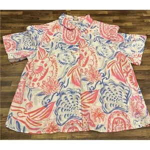 Lilly Pulitzer Women Ridoc Top Resort White Sun Sea Sand XL EUC